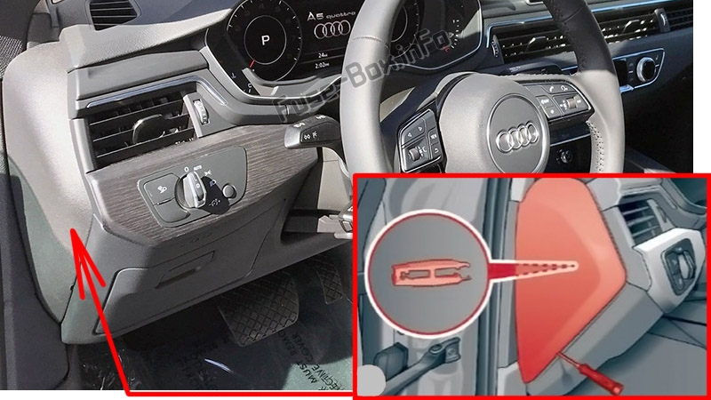 Position des Sicherungskastens im Fahrgastraum: Audi A5 / S5 (2017-2020 ...)