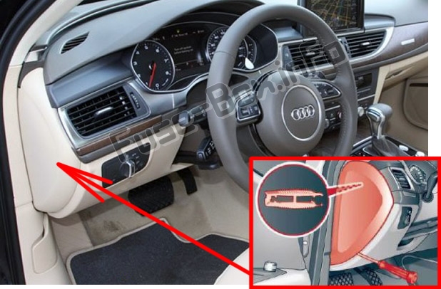 Position des Sicherungskastens im Fahrgastraum: Audi A6 / S6 (C7 / 4G; 2012-2018)