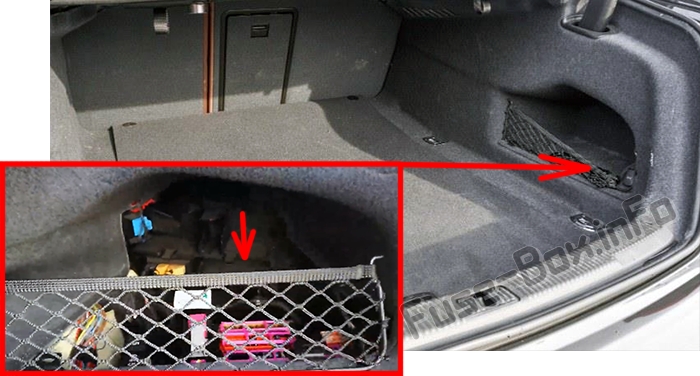 Position des Sicherungskastens im Kofferraum: Audi A6 / S6 (C7 / 4G; 2012-2018)