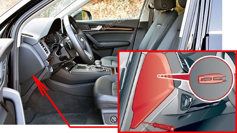 Audi Q5 Sicherungskasten im Innenraum Sicherungsdiagramm