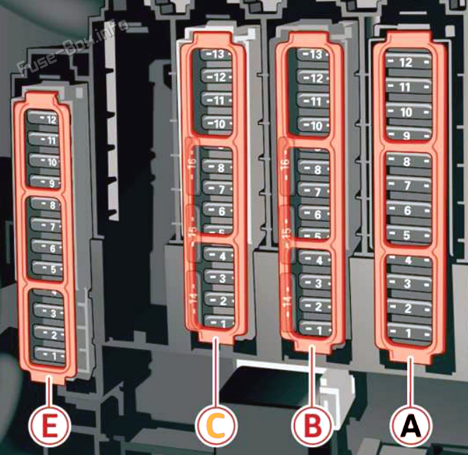 Audi Q5 Sicherungskasten im Kofferraum Sicherungsdiagramm