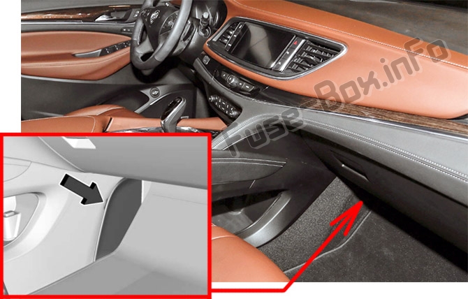 Buick Enclave Sicherungskasten im Innenraum Sicherungsdiagramm