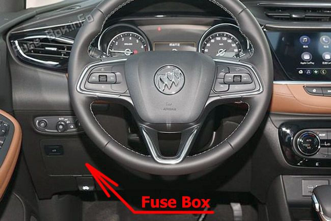 Buick Encore GX Sicherungskasten im Innenraum Sicherungsdiagramm