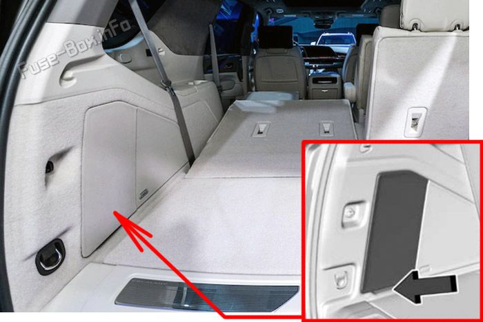 Cadillac Escalade Sicherungskasten im Kofferraum Sicherungsdiagramm