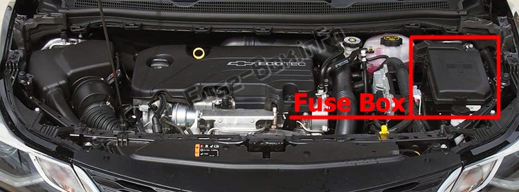 Position des Sicherungskastens im Motorraum: Chevrolet Cruze (J400; 2016-2019 ..)