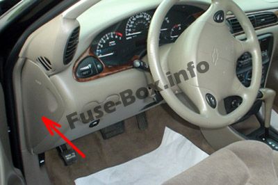 Position des Sicherungskastens im Fahrgastraum: Chevrolet Malibu (1997, 1998, 1999, 2000, 2001, 2002, 2003)