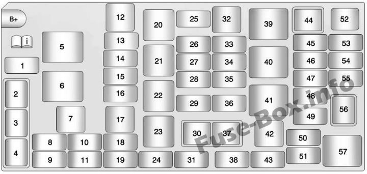 Chevrolet Spark M300 Sicherungskasten im Motorraum Sicherungsdiagramm