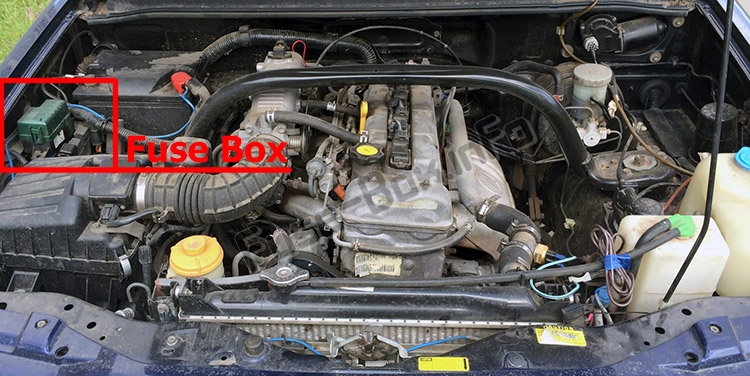 Position des Sicherungskastens im Motorraum: Chevrolet Tracker (1999-2004)