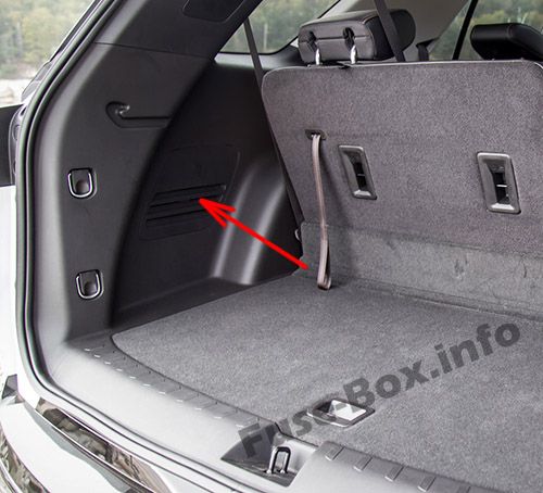 Chevrolet Traverse Sicherungskasten im Kofferraum Sicherungsdiagramm