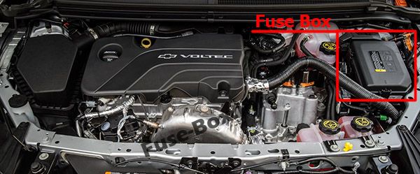 Chevrolet Volt Sicherungskasten im Motorraum Sicherungsdiagramm