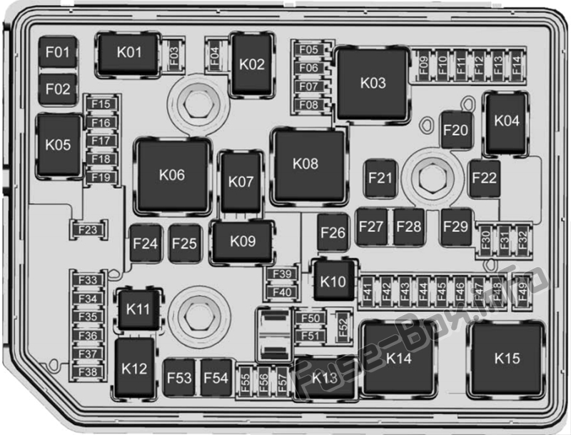 Chevrolet Volt Sicherungskasten im Motorraum Sicherungsdiagramm