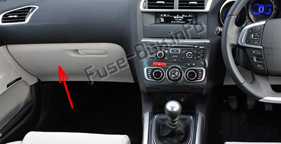 Position des Sicherungskastens im Fahrgastraum (RHD): Citroen C4 (2011-2017)