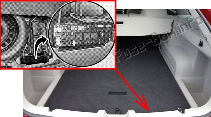 Position des Sicherungskastens im Kofferraum: Dodge Magnum (2005-2008)