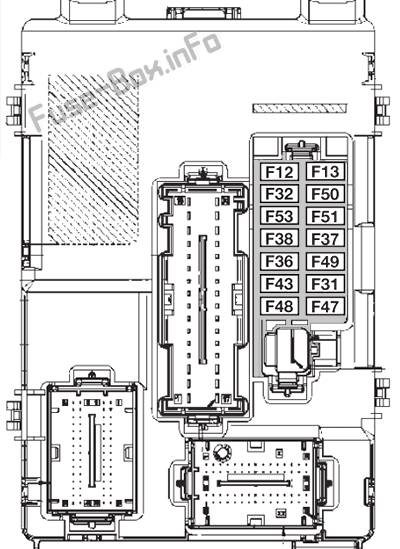 Fiat 500 / 500C Sicherungskasten im Innenraum Sicherungsdiagramm