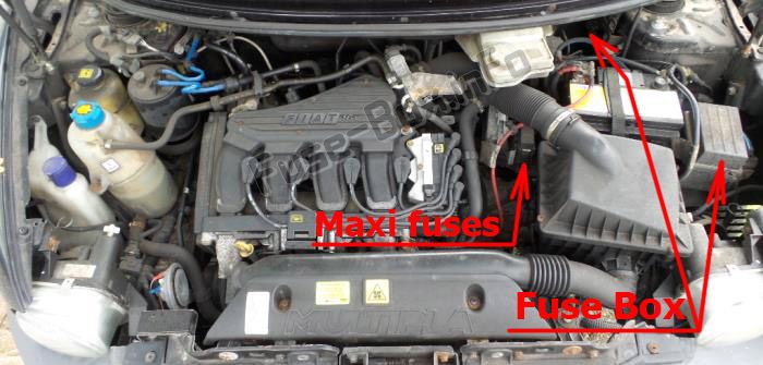 Fiat Multipla Sicherungskasten im Motorraum Sicherungsdiagramm