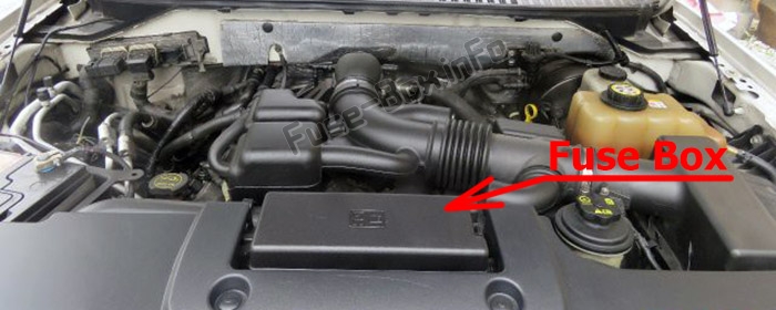 Lage der Sicherungen im Motorraum: Ford Expedition (U324; 2007-2014)