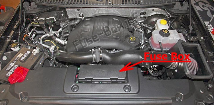 Lage der Sicherungen im Motorraum: Ford Expedition (U324; 2015-2017)