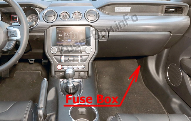 Position des Sicherungskastens im Fahrgastraum: Ford Mustang (2015-2019-..)