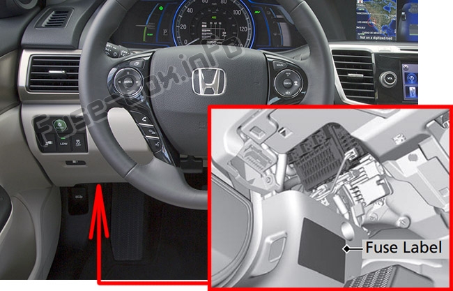 Position des Sicherungskastens im Fahrgastraum: Honda Accord Hybrid (2013-2017)