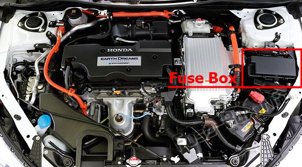 Honda Accord Hybrid Sicherungskasten im Motorraum Sicherungsdiagramm