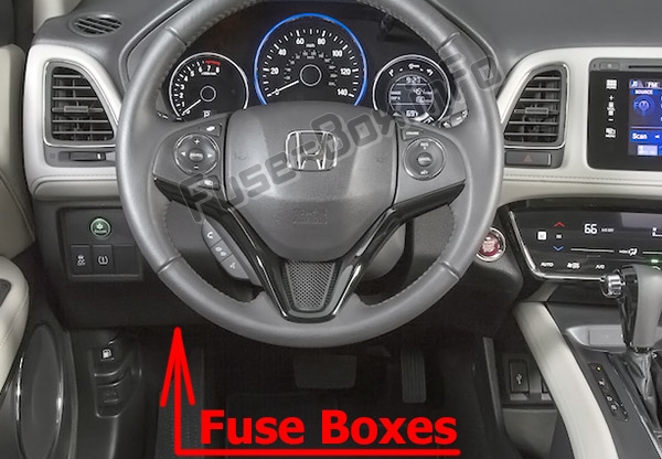 Lage der Sicherungen im Fahrgastraum: Honda HR-V (2016-2019..)