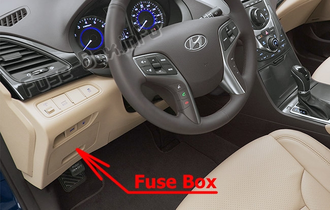 Lage der Sicherungen im Fahrgastraum: Hyundai Azera (HG; 2011-2017)