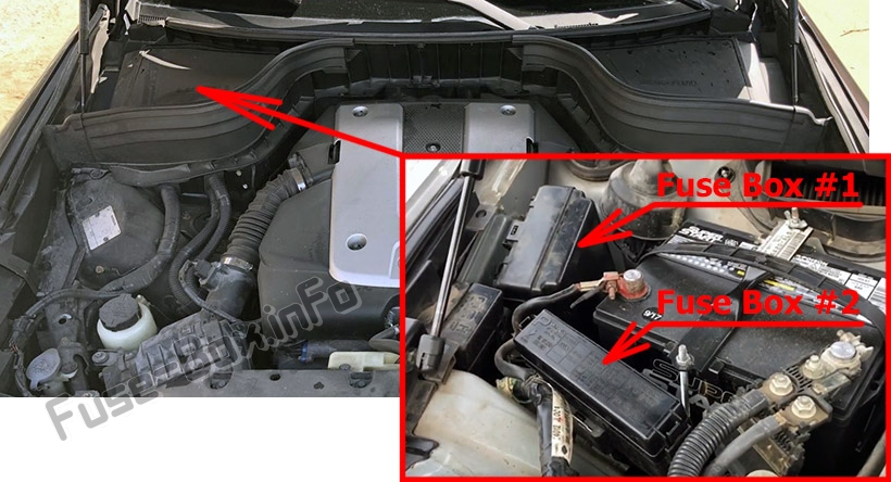 Position des Sicherungskastens im Motorraum: Infiniti EX35/EX37 (2007-2013)