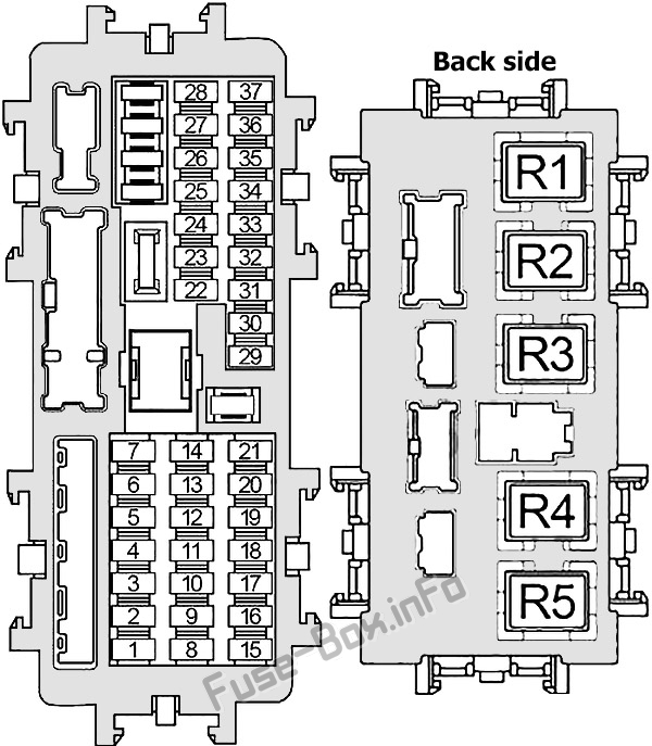 Infiniti Q50 V37 Sicherungskasten im Innenraum Sicherungsdiagramm
