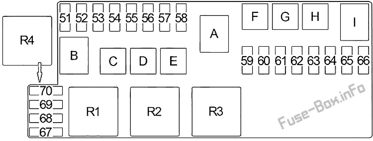 Diagramm des Motorhauben-Sicherungskastens: Infiniti QX4 (1997, 1998, 1999, 2000, 2001, 2002, 2003)