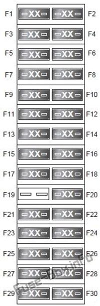 Diagramm Sicherungskasten unter der Motorhaube: Land Rover Discovery 4 / LR4 (2009-2016)