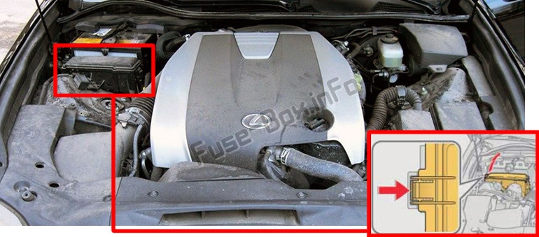 Lage der Sicherungen im Motorraum: Lexus GS250 / GS350 (L10; 2012-2017)