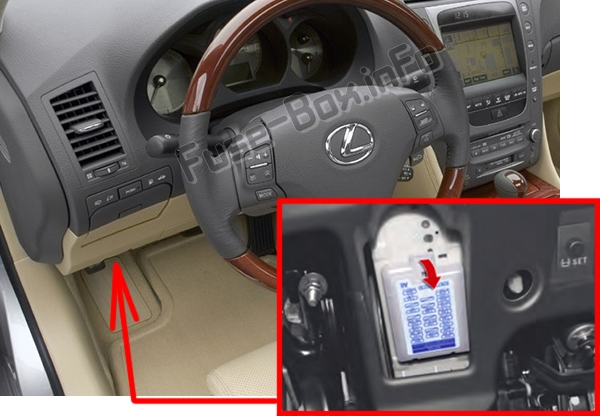 Lage der Sicherungen im Fahrgastraum: Lexus GS450h (S190; 2006-2011)