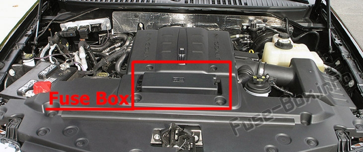 Lage der Sicherungen im Motorraum: Lincoln Navigator (2007-2014)
