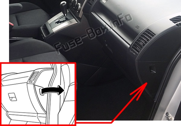Position des Sicherungskastens im Fahrgastraum: Mazda 5 (2006-2010)
