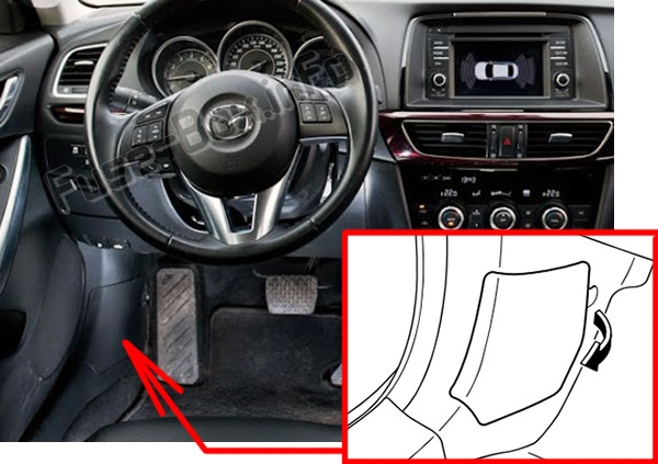 Position des Sicherungskastens im Fahrgastraum: Mazda 6 (GJ1 / GL; 2013-2019 ..)