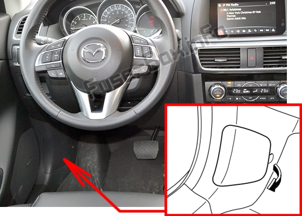 Position des Sicherungskastens im Fahrgastraum: Mazda CX-5 (2013-2016)