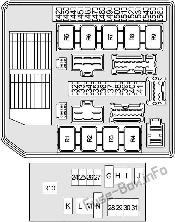 Nissan Frontier D40 Sicherungskasten im Motorraum Sicherungsdiagramm