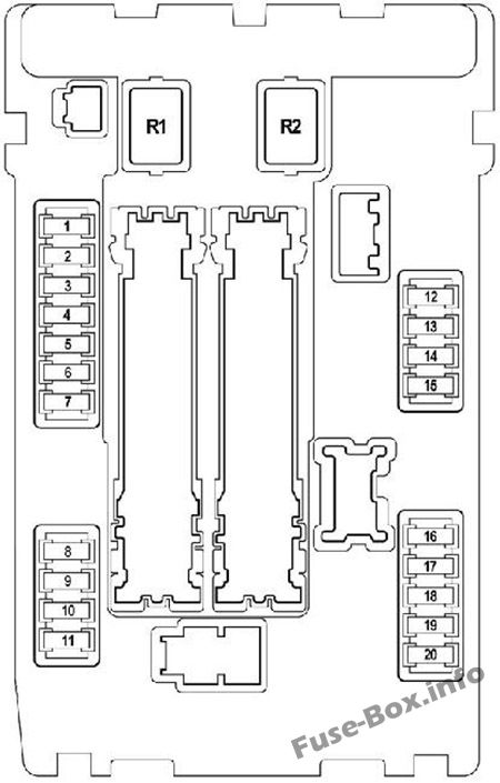 Diagramm Sicherungskasten 1 unter der Motorhaube: Nissan Teana (2009-2014)