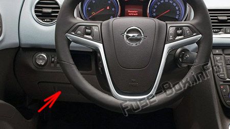 Position des Sicherungskastens im Fahrgastraum (LHD): Opel / Vauxhall Meriva B (2011-2017)