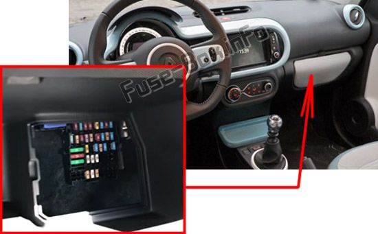 Lage der Sicherungen im Fahrgastraum: Renault Twingo III (2015-2019-..)