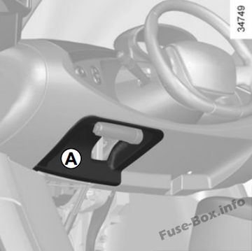 Position des Sicherungskastens im Fahrgastraum: Renault Twizy (2012-2018-..)