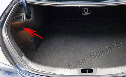 Saab 9-5 Sicherungskasten im Kofferraum Sicherungsdiagramm