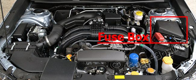 Subaru Impreza Sicherungskasten im Motorraum Sicherungsdiagramm