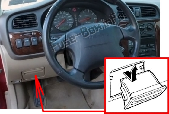 Lage der Sicherungen im Fahrgastraum: Subaru Outback (1999-2004)