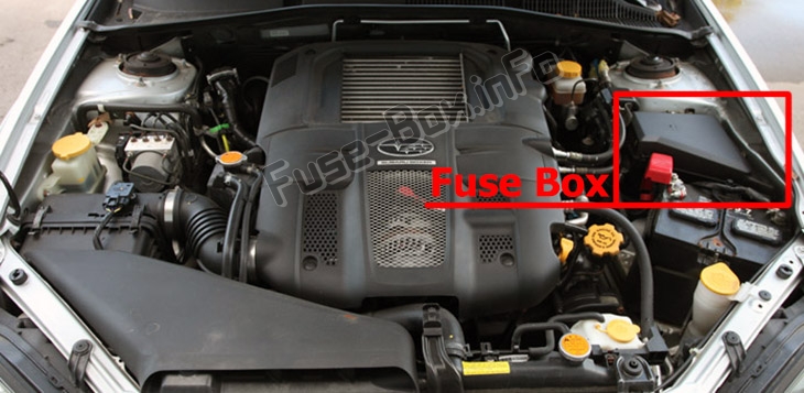 Lage der Sicherungen im Motorraum: Subaru Outback (2005-2009)