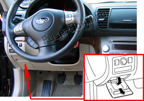Position des Sicherungskastens im Fahrgastraum: Subaru Outback (2005-2009)