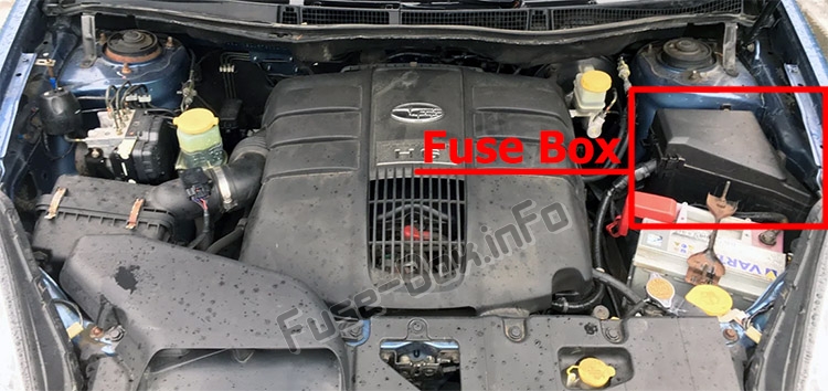 Lage der Sicherungen im Motorraum: Subaru Tribeca (2008-2014)