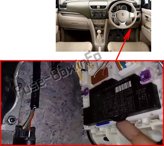 Lage der Sicherungen im Fahrgastraum: Suzuki Ertiga (2012- 2018)