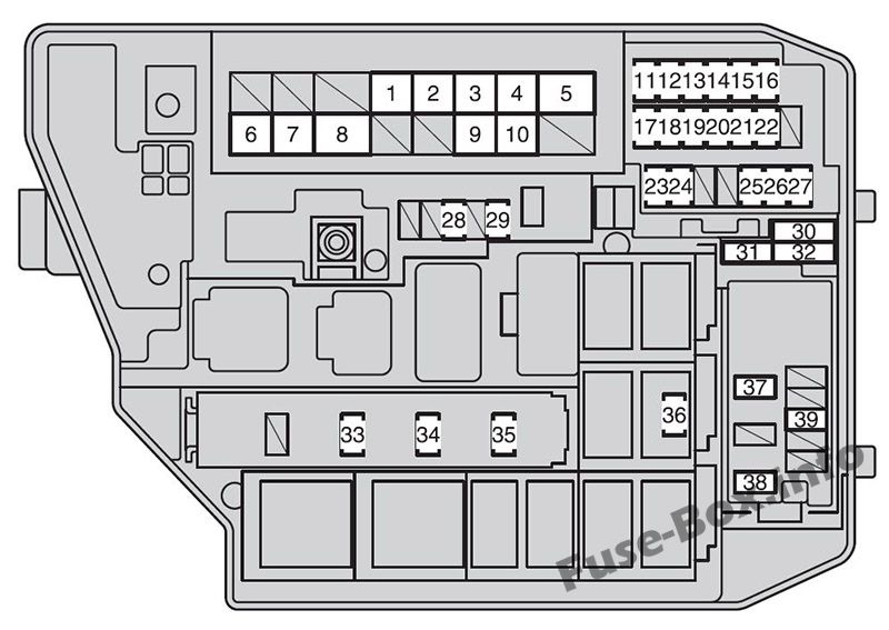 Toyota Corolla / Auris E140/E150 Sicherungskasten im Motorraum Sicherungsdiagramm
