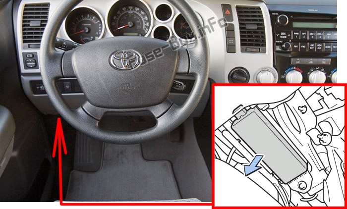 Lage der Sicherungen im Fahrgastraum: Toyota Tundra (2007-2013)